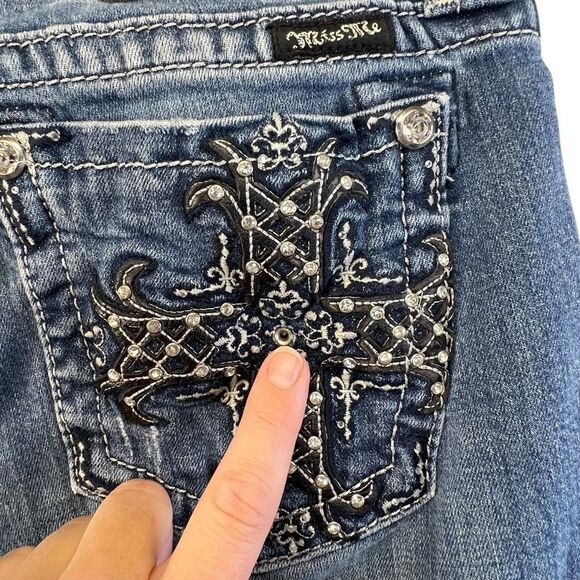 MissMe cross MP6224B Mid Rise Boot Size 29 Distressed ** missing a gem - Picture 2 of 16